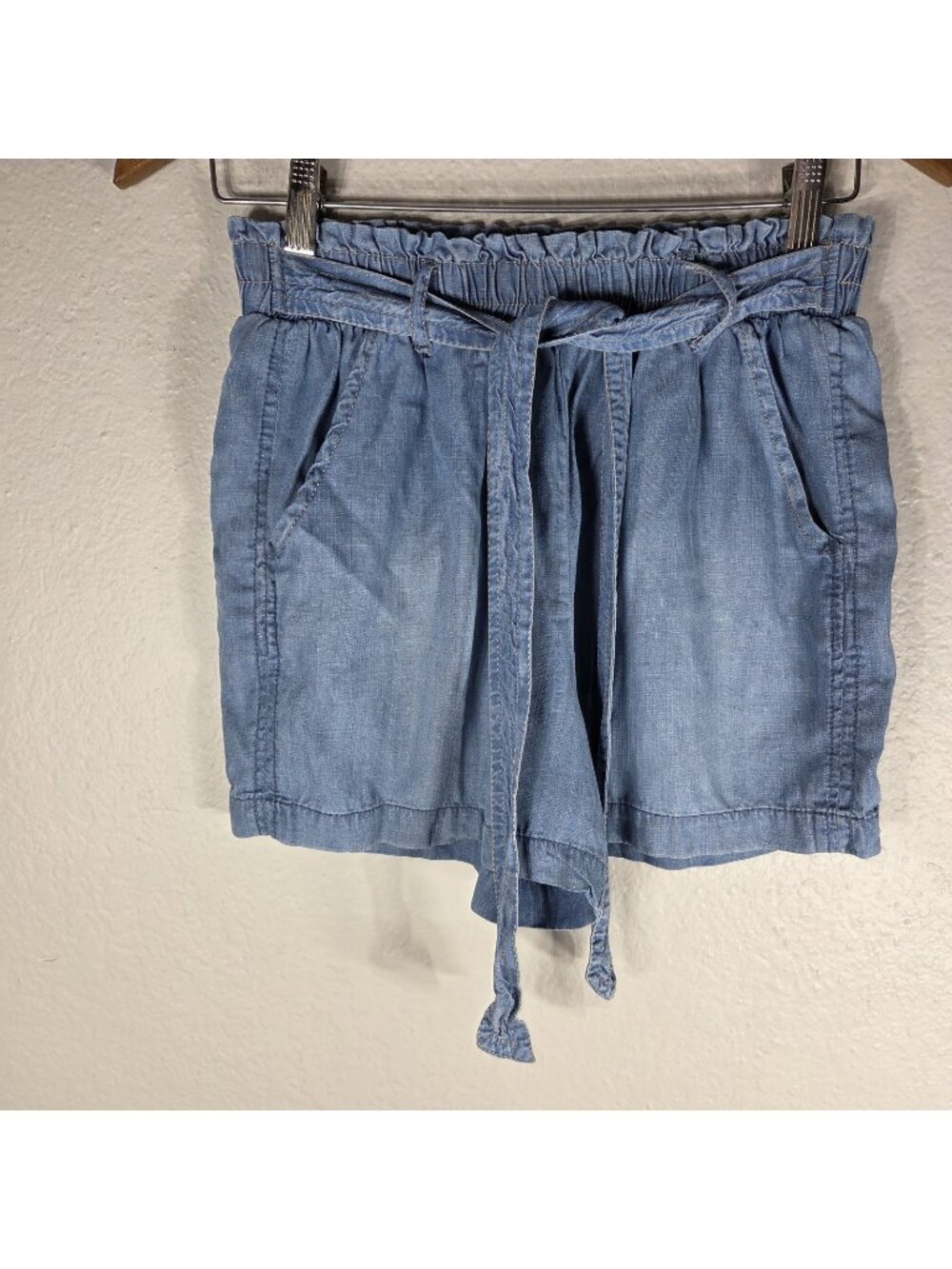 Knox Rose Womens Pull On Elastic Tie Waist Blue Denim Size S Lyocell